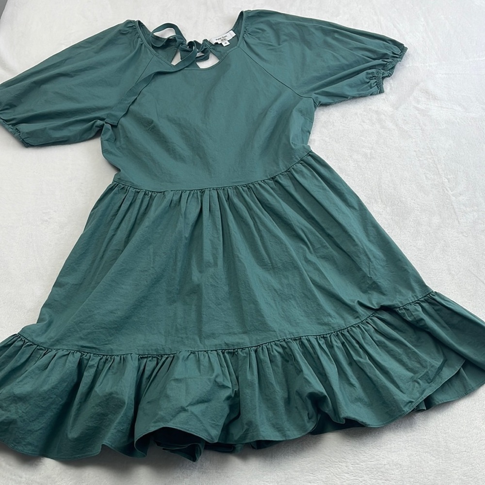Peter Som 10‎ Green Puff Sleeve Mini Babydoll Dress